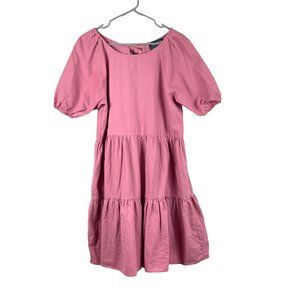 Modcloth for Princess Highway Pink Tiered Linen Cotton Babydoll Dress Sz 8